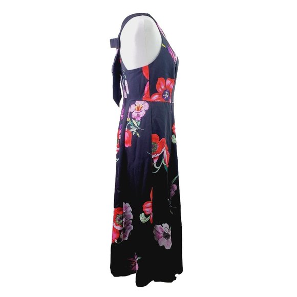 Ann Taylor Black Label Big Flower Shift Dress Open Back with Big Bow Detail Sz 2 - Picture 8 of 13